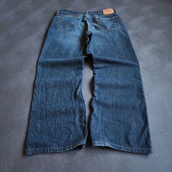 Y2K Levi 567 Loose Boot Cut Flare Blue Denim 36x32 - Picture 1 of 10